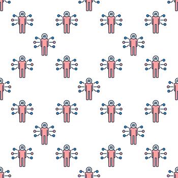 artificial inteligencia hombre ai bio tecnología de colores sin costura modelo vector