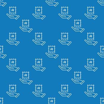 mano con ai chip artificial inteligencia Delgado línea sin costura modelo vector