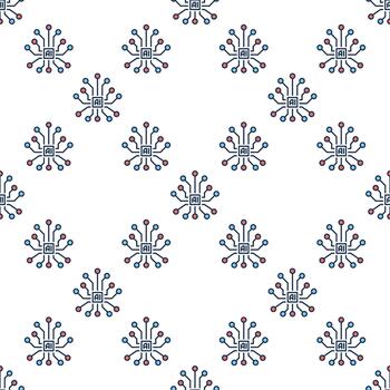 artificial inteligencia cerebro ai de colores sin costura modelo vector