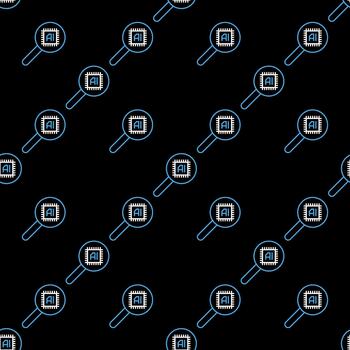 lupa con ai chip ai tecnología lineal sin costura modelo vector