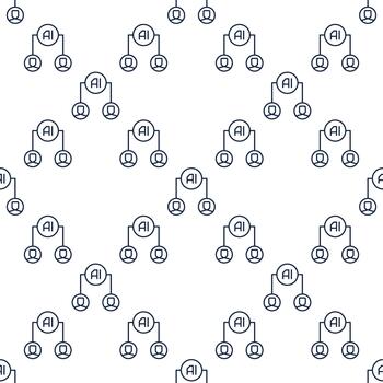 ai circulo con dos personas artificial inteligencia sin costura modelo en contorno estilo vector