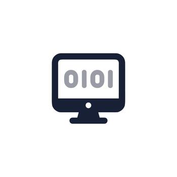 sencillo plano diseño computadora binario código icono ilustración gráfico vector