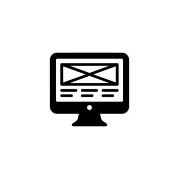 sencillo silueta escritorio monitor monitor sensible diseño icono símbolo vector