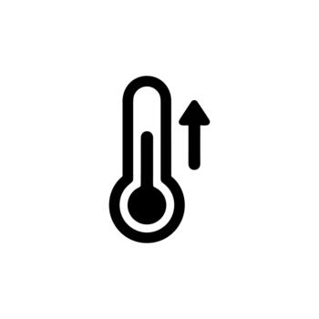 Simple Outline Temperature Increase with Arrow Indicator Icon Symbol vector