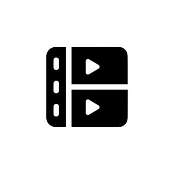 Simple Solid Two Layer Playlist Play Button Interface Element Icon vector