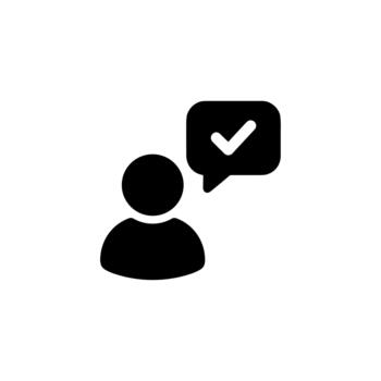 Simple Flat Person with Check Mark Speech Bubble Icon Design Element vector