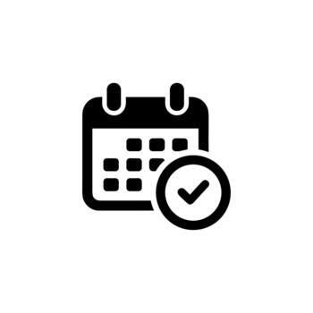 Simple Flat Calendar with Checkmark Symbol Date Schedule Icon vector