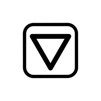 Minimalist Outline Downward Triangle Arrow Inside Rounded Square Shape Icon vector