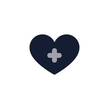 Flat Style Isolated Heart with Plus Sign Icon Element for Design vector