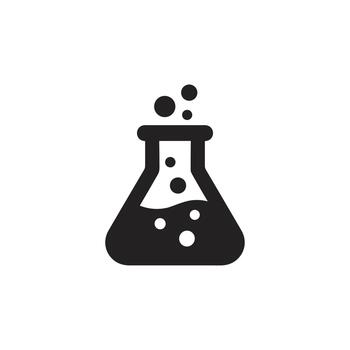 Simple Flat Style Laboratory Flask Icon with Liquid and Bubbles vector