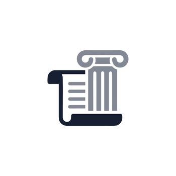 Minimalist Law and Justice Symbol with Scroll and Ionic Column Element vector