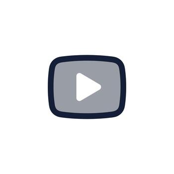 sencillo contorno redondeado jugar botón medios de comunicación icono en gris y blanco vector