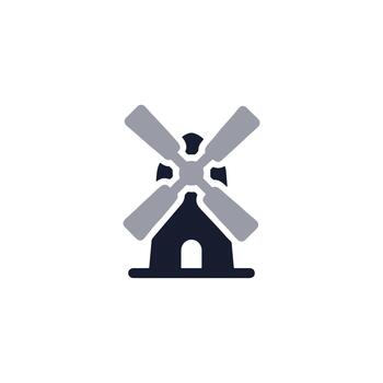 Minimalist Flat Windmill Structure Rotation Icon on White Background vector