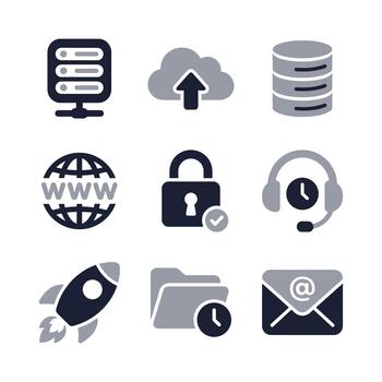 sencillo dos tono sistema y red icono conjunto con moderno estilo vector