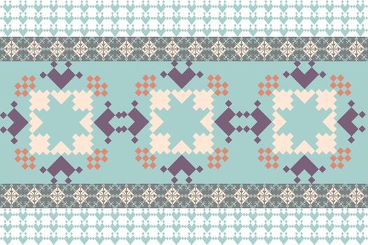 Soft Mint Pixel Ethnic Pattern vector