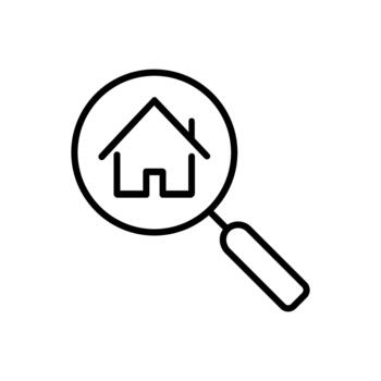 Search house icon. Simple line, outline elements of real estate icons for ui and ux, website or mobile application on white background vector