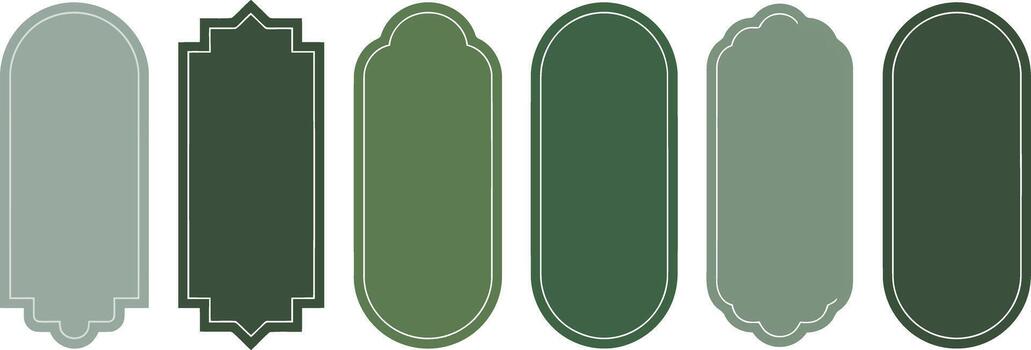 varios verde rectangular marco formas con diverso decorativo y geométrico fronteras vector