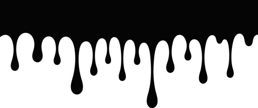 dentado negro líquido gotea crear un dinámica, desigual modelo desde un sólido negro parte superior borde en blanco vector