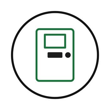 un minimalista puerta icono con circular enmarcado creando un interesante visual elemento para diseños vector