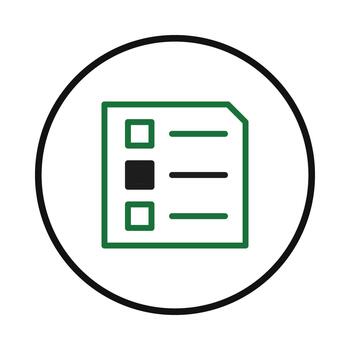 Abstract checklist icon with vibrant hues within bold circle symbolizing task management vector