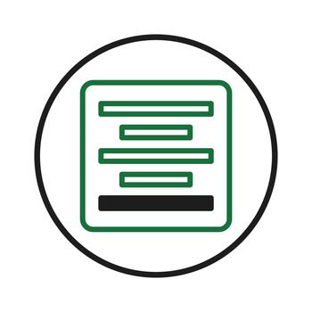 Abstract depiction presenting a page interface illustration with horizontal lines inside a rounded vector