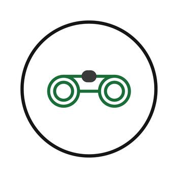 Abstract depiction of binoculars within a circle promoting observation exploration and precision vector