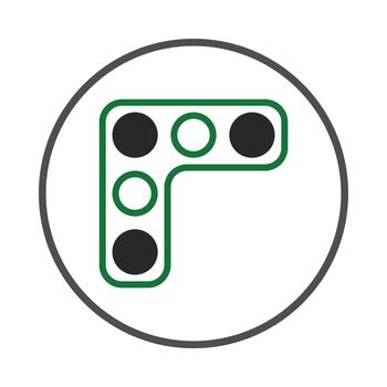 resumen geométrico modelo presentando negro y blanco círculos dentro un verde redondeado esquina marco vector