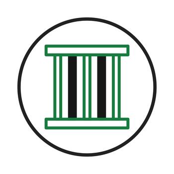 resumen verde y negro rectangular pilar con vertical líneas encerrado en un circular marco vector