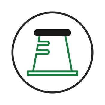 Abstract rendering of a table structure with green accents inside a circular frame offering a vector