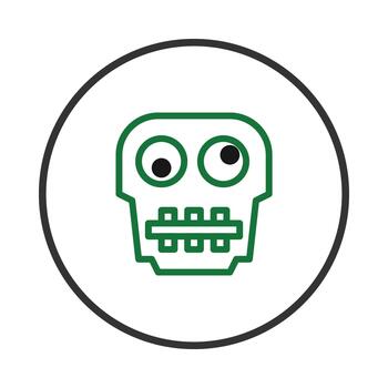 resumen robot cráneo icono diseño con vibrante verde líneas y redondeado caracteristicas creando un vector