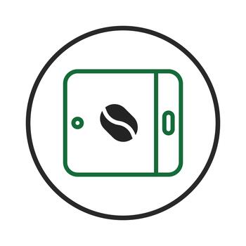 Digital coffee bean ordering system showcasing modern minimalist design elements within circular vector