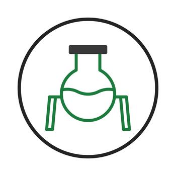 elegante redondo fondo matraz símbolo en laboratorio icono diseño exhibiendo equipo en circular marco vector