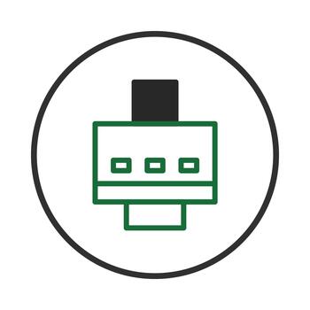 geométrico impresora icono diseño exhibiendo conectividad y tecnología en un resumen circular vector