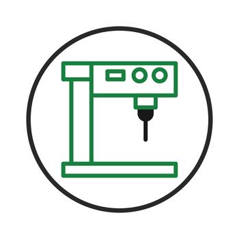 verde automatizado perforación máquina icono diseño exhibiendo precisión Ingenieria procesos dentro un vector