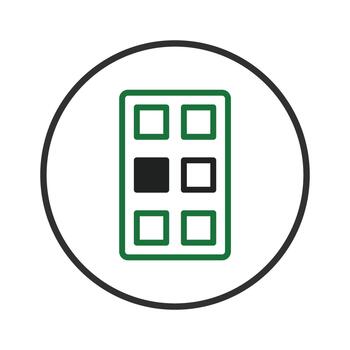 Green rectangular grid emblem showcases data selection metaphor for application design and user vector