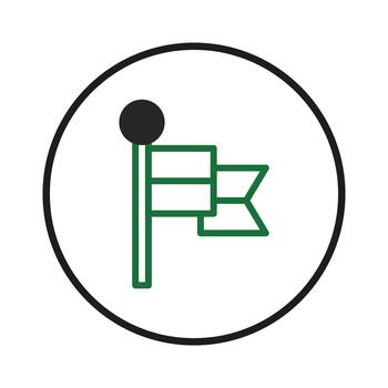 minimalista gráfico ilustración de un triangular bandera símbolo dentro un circular emblema vector