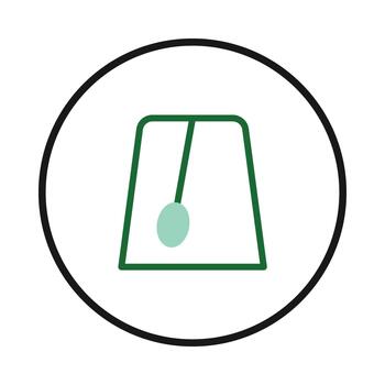 Minimalist icon representing a pendulum in an equilibrium state contained within a circular border vector