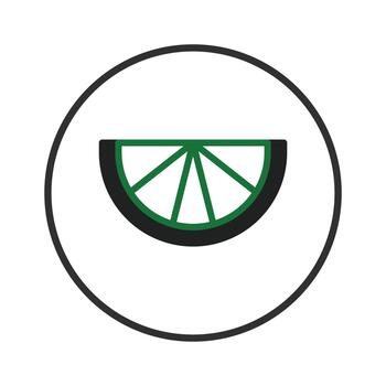 minimalista Lima rebanada gráfico dentro un circular marco mostrando refrescante y vibrante verde vector