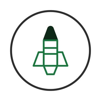 Minimalist rocket icon design within a circular frame showcasing simplicity and modern aesthetics vector