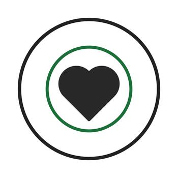 Modern minimalist heart icon nestled within concentric circles symbolizing unity connection and vector