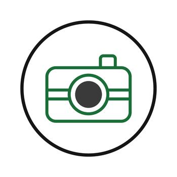 Modern photography icon displaying visual camera art concept within simple circle background vector