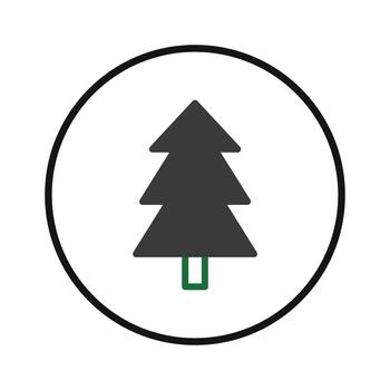 sencillo hojas perennes árbol dentro circular marco evoca mínimo invierno concepto y natural minimalista vector