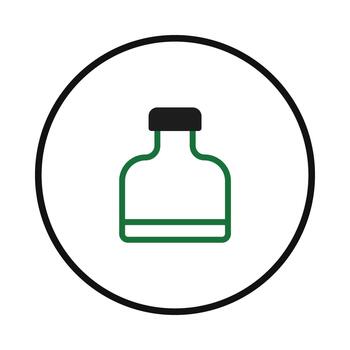 Simple green container icon within a circular border for diverse applications and symbolic vector