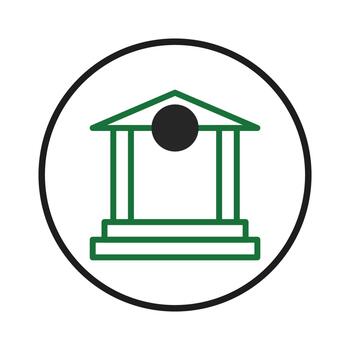 simplificado arquitectónico icono en circular marco regalos un edificio formar representando Finanzas vector