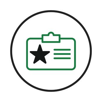 Star identifier badge icon representing authentication and credential within a circular frame vector