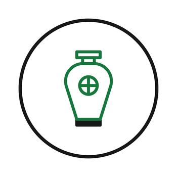 Stylized ancient vase icon inside circle on white backdrop offering a simplistic representation of vector