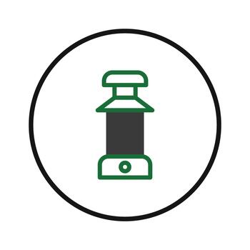 Stylized lantern icon with simple geometric shapes presenting a minimalist design inside the vector