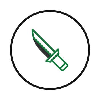 estilizado agudo espada símbolo dentro un circular marco transporta precisión corte implementar vector