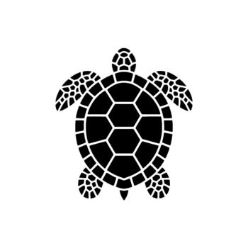 un sorprendentes silueta de un estilizado mar Tortuga con un geométrico hexagonal estampado cáscara aislado en un limpiar antecedentes representando marina vida y sencillez vector