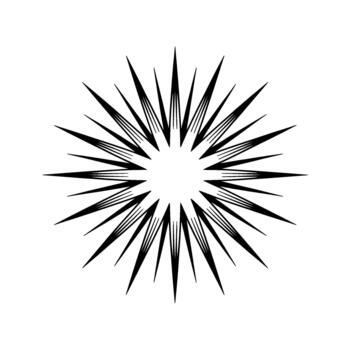 un minimalista resumen geométrico radial Estallar modelo con agudo puntiagudo rayos emanando desde un central circular vacío en un apagado ligero gris antecedentes vector